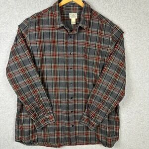 LL Bean Traditional Fit Plaid‎ Flannel Shirt Men's XXL Tall Cotton Button Down